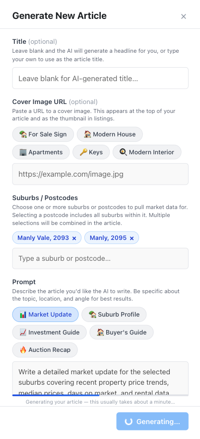 Generate Articles From Scratch in the Platform